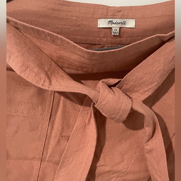 🩷MADEWELL - light pink mini skirt 100% silk asymmetrical front  skirt - size 10 - Picture 5 of 10